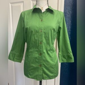 St. John's Bay Green Fitted Button Down Shirt